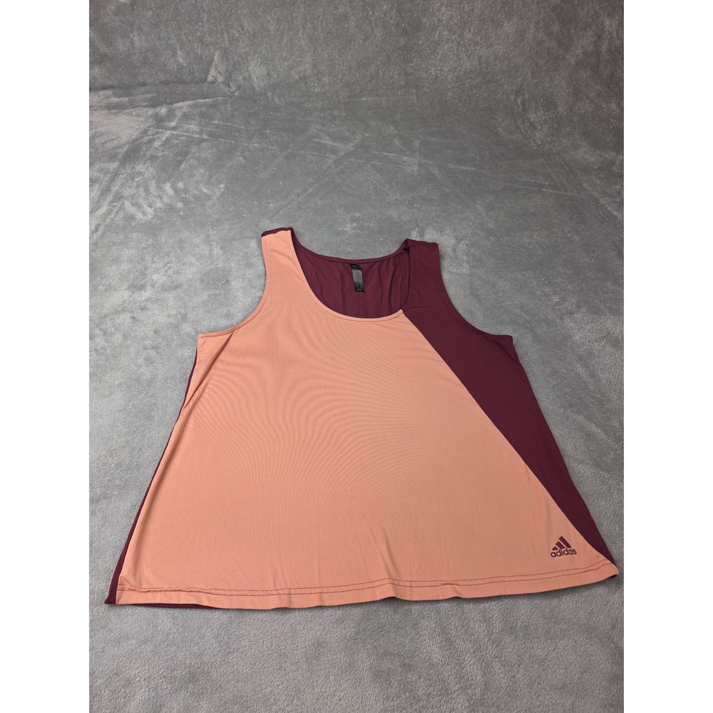 Adidas Womens Colorblock Tank Top Burgundy Peach Sleeveless Activewear Size M